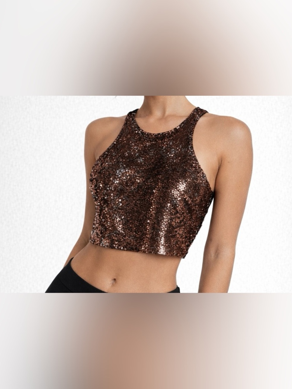 Charlotte Russe Sparkly Sequin Cropped Top Size S
